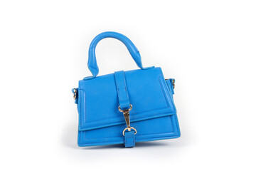 little blue handbag isolated on white 