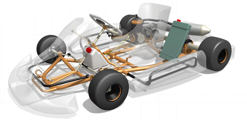 Go-kart background  design 3D rendering