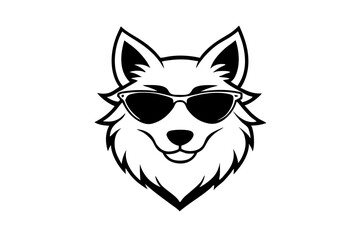  wolf with sunglasses  silhouette vector