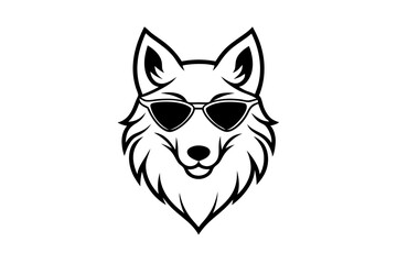  wolf with sunglasses  silhouette vector