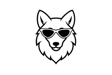  wolf with sunglasses  silhouette vector
