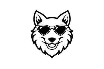  wolf with sunglasses  silhouette vector