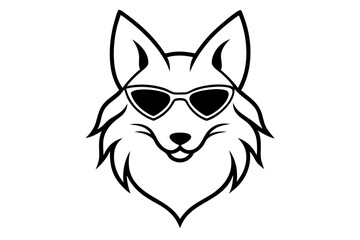  wolf with sunglasses  silhouette vector