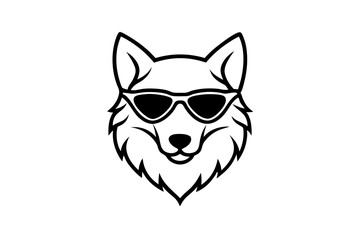  wolf with sunglasses  silhouette vector