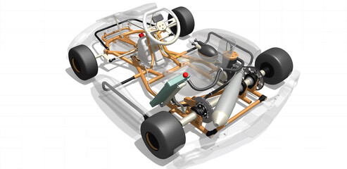 Go-kart background  design 3D rendering