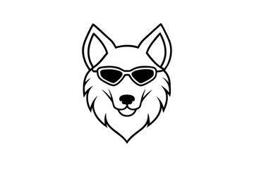  wolf with sunglasses  silhouette vector