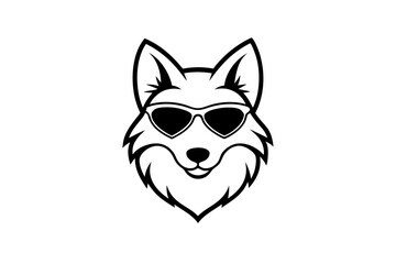  wolf with sunglasses  silhouette vector
