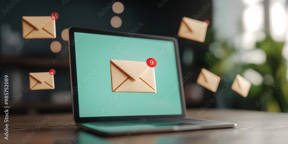 Poster digital inbox with highlighted emails creates sense of urgency and engagement