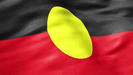 Flag of Aboriginal Australians Animation Stock Video - Australian Aboriginal Flag Waving in Loop and Fabric Textured - 4K