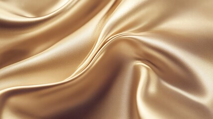 Obraz premium A luxurious golden fabric texture with soft wavy folds, perfect for backgrounds or fashion-related projects.