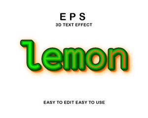 Editable 3d text style effect - Lemon text effect Template