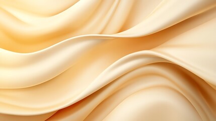 Obraz premium Elegant silk fabric draping gracefully, showcasing soft folds and rich texture in warm beige hues, ideal for fashion and design projects.