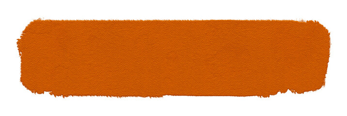 Orange paint stroke with textured edges on transparent background