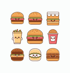 Fast food cartoon style vector illustration