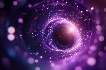 Obraz premium Abstract purple vortex with glowing particles in the center.