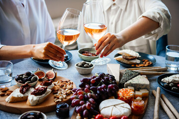 Glasses of rose wine seen during a friendly party of a celebration.