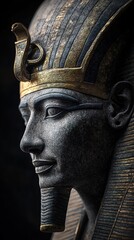 Ancient Egyptian Pharaoh Bust: A Close-Up View