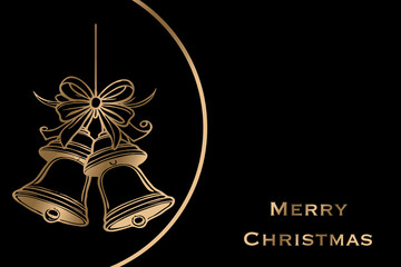 Christmas card design. Gold line art and letters