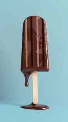 Chocolate cold snack pop sickle ice with wooden stick melted fruity flavor story portrait
