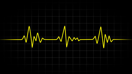 Yellow color heartbeat line icon. Electrocardiogram shows heartbeat lines.