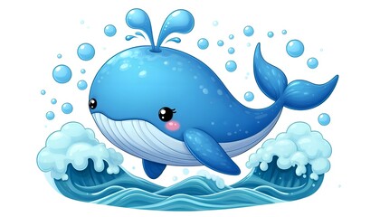 Obraz premium blue whale illustrastion in ocean
