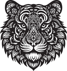 A tiger head mandala design art work