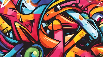 Obraz premium Vibrant abstract graffiti art with dynamic colors.