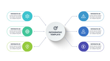 Fototapeta premium Creative concept for infographic with 6 steps, options, parts or processes. Business data visualization.