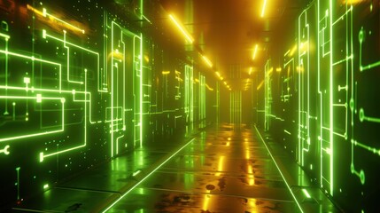 Obraz premium Futuristic Neon Corridor