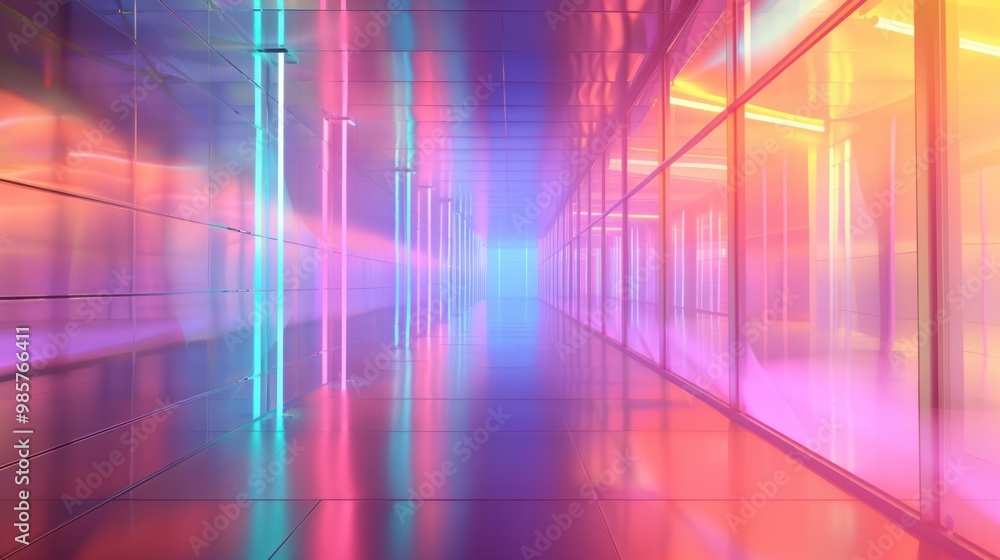 Canvas Prints neon glow hallway