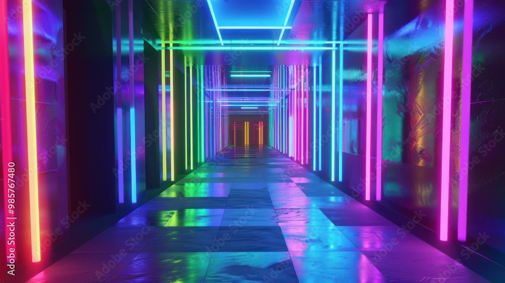 Canvas Prints Neon Corridor