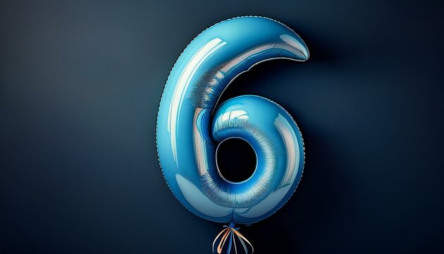 6 number made of blue balloon, copy space - Powered by Adobe