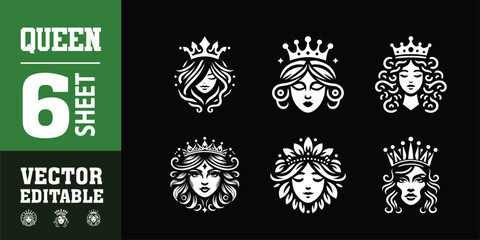 women beauty queen head prince logo design illustration inspiration