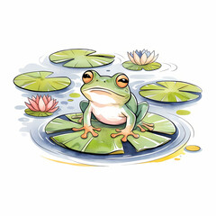 Fototapeta premium frog on lily pad