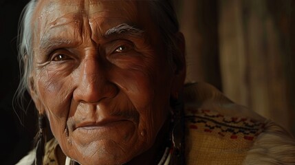 Close-up Portrait of an Indigenous Elder