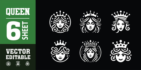 women beauty queen head prince logo design illustration inspiration