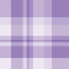 Purple tartan plaid fabric seamless pattern of check background tartan with a textile fabric plaid texture. Tartan Scotland seamless plaid pattern vector. Retro background fabric.