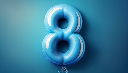 8 number made of blue balloon, copy space