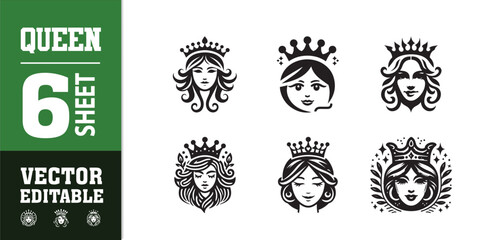 Obraz premium women beauty queen head prince logo design illustration inspiration