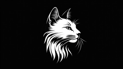 Obraz premium Cat logo design in black and white