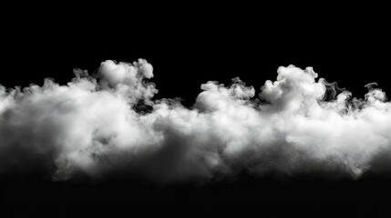 Smoke clouds create fog on black background