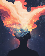 Power of Manifesting Minimal Concept, Artistic Illustration Inspired by the Law of Attraction