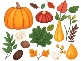 Autumn Menu Pumpkin and Organic Food Set