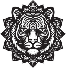 A beautiful tiger head mandala design