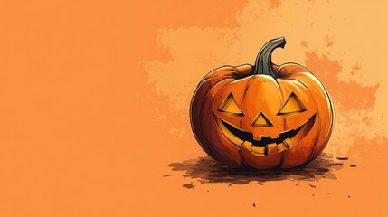 Halloween pumpkin on neutral background for festive design template