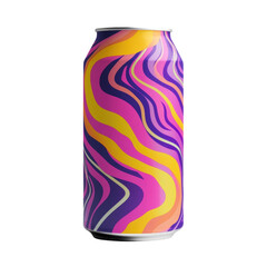 Fototapeta premium Editable beverage can with a vibrant color label mockup, png, transparent background.