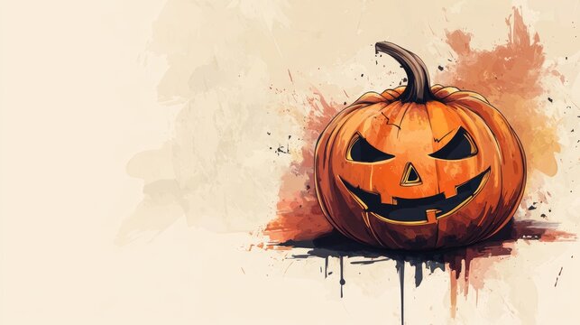 Halloween pumpkin on neutral background for festive design template