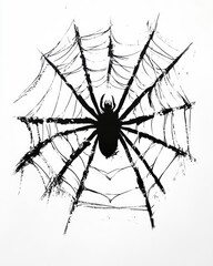 Fototapeta premium Spider Web Doodles and Silhouettes for Halloween