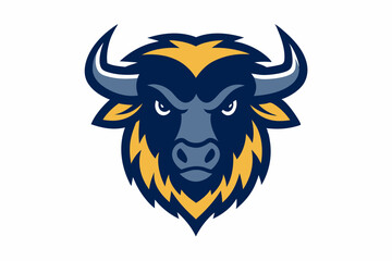buffalo head logo vector illustration with white background