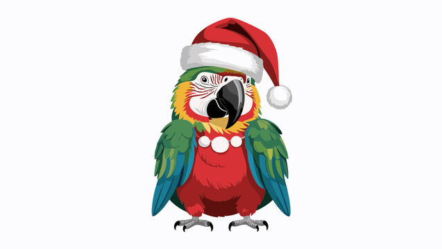 A festive parrot wearing a Santa hat, perfect for holiday-themed designs and decorations, showcasing vibrant colors and cheerfulness.